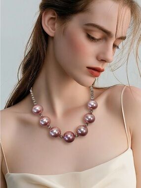 Pearlescent Pink Beaded Necklace - Women's Jewelry